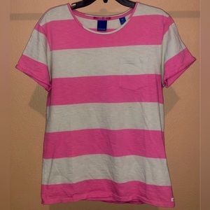 Scotch & Soda Tshirt M Striped pink white Tee Men Top Casual Fashion